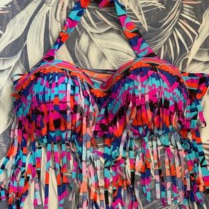 Multicolored fringe bikini top